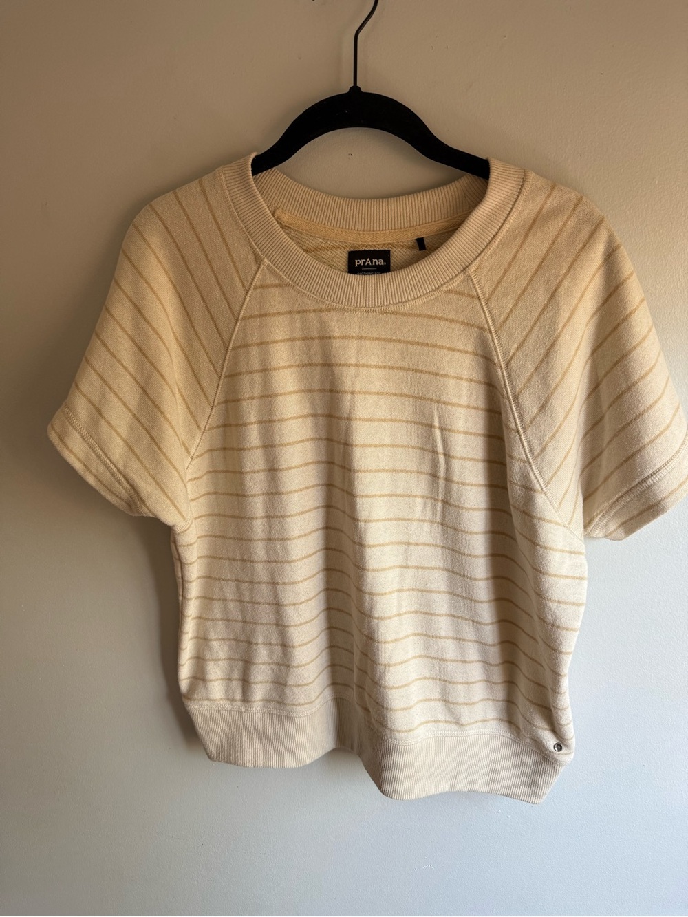 prAna women’s Cream Short-Sleeve Knit Sweater